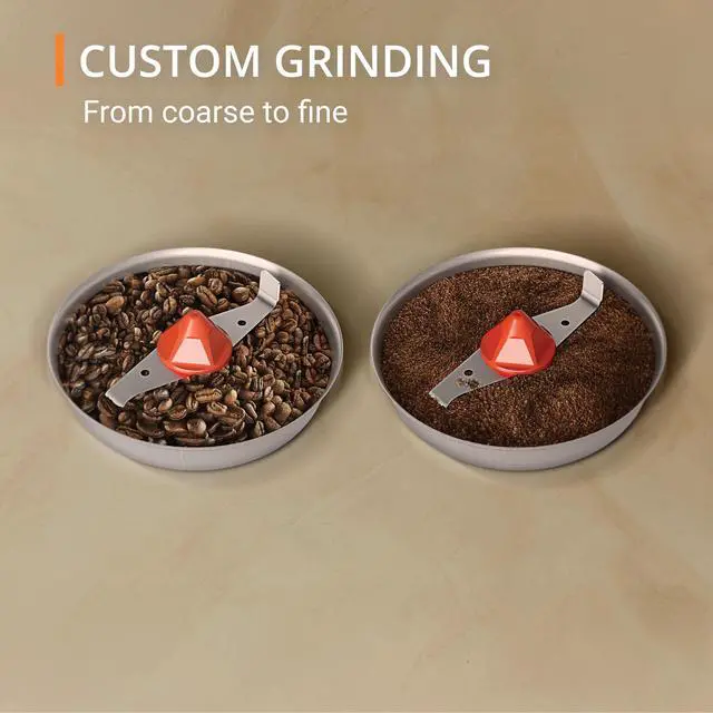 Alt view image 13 of 14 - Electric Blade Coffee Grinder 1.6 Oz, Adjustable Coarse to Fine for the Perfect Espresso, Grind Coffee Beans, Spices & Herbs, Removable Dishwasher Safe Bowl, Stainless Steel