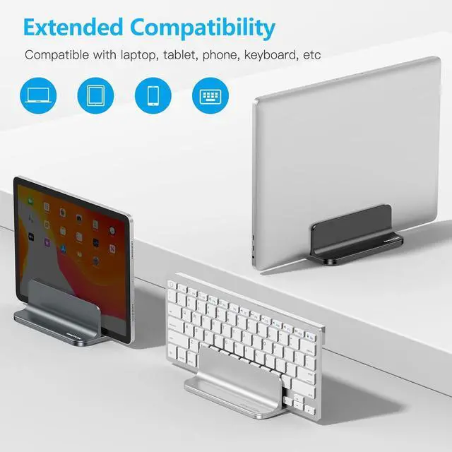 Alt view image 12 of 14 - Vertical Laptop Stand Holder, Desktop Aluminum Stand for MacBook with Adjustable Dock Size, Fits All MacBook, Surface, Chromebook and Gaming Laptops (Up to 17.3 inches),Black