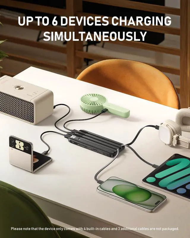 Alt view image 9 of 14 - 10000mAh Portable Charger with Built in Cables, 22.5W Travel Essential Power Bank Fast Charging, USB C Battery Pack for iPhone 17/16/15/14/13/12/11 Series, iPad, Samsung, Android, Tablet