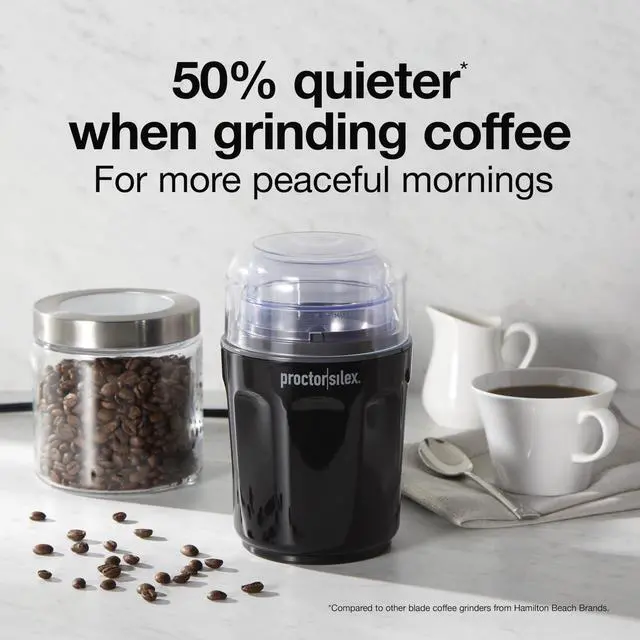 Alt view image 7 of 10 - Sound Shield Electric Coffee Grinder for Quiet Grinding, Stainless Steel Blades, Beans, Spices and More, 12 Cups, Black (80402)