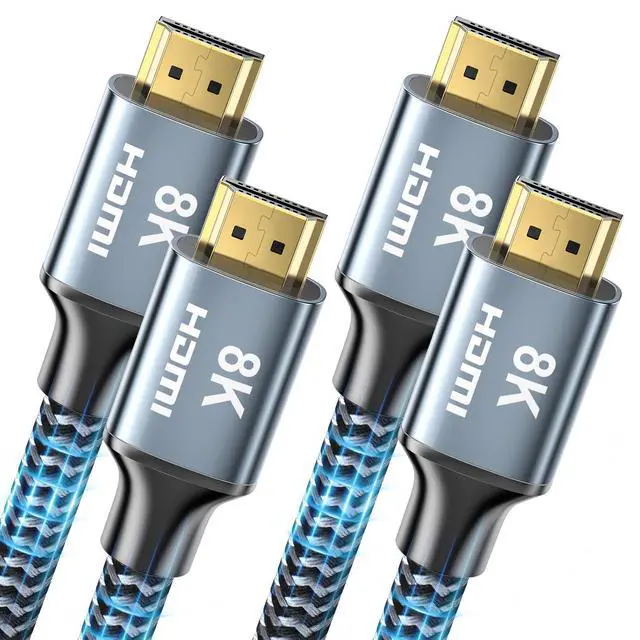 Alt view image 8 of 15 - 8K HDMI Cable 10 ft 2Pack, 48Gbps High Speed HDMI 2.1 Cable, Braided HDMI Cable 2.1 8K 60Hz 4K 120Hz Support for HDR eARC HDCP 2.2/2.3, HDMI Cord Compatible with HDTV, Laptop, Monitor, PC
