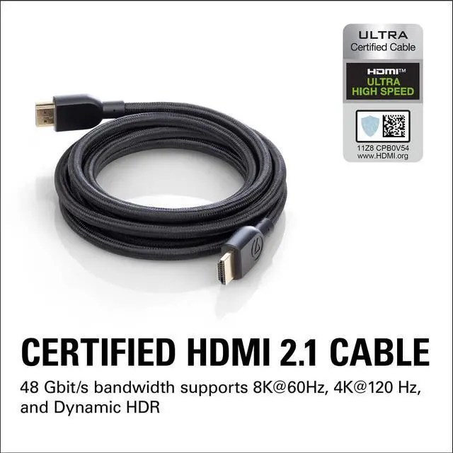 Alt view image 8 of 12 - Ultra High Speed HDMI Cable Certified HDMI 2.1, 48 Gbit/s, Supports 8K@60Hz, 4K@120Hz, Dynamic HDR, eARC, Dolby Atmos, Compatible with HD60 X, Sony PS4/PS5, Xbox Series X/S etc., 6.5ft