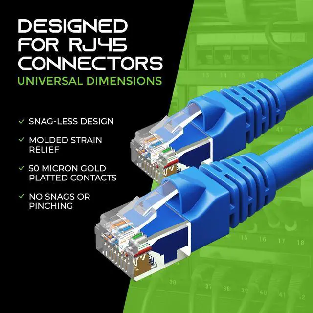 Alt view image 14 of 14 - 10-Pack, Cat5e Ethernet Patch Cable 6 Feet - Snagless RJ45 Computer LAN Network Cord, Blue - Compatible with 10 Port Switch POE 10port Gigabit