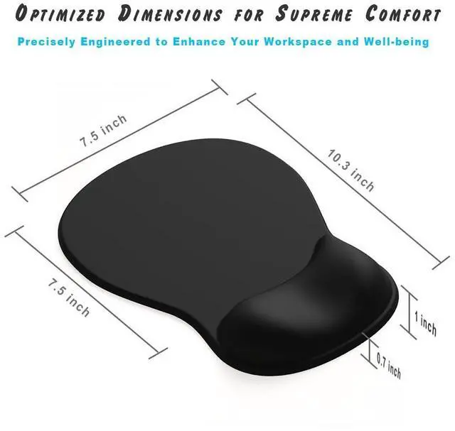 Alt view image 14 of 14 - Gel Wrist Rest Mouse Pad-Ergonomic Office Mousepad with Wrist Support-Non-Slip, Design Desk Accessories Mat for Home&Game Decor (09Black Set)