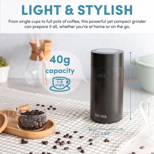 Alt view image 11 of 12 - Housewares Mini Coffee Grinder and Electric Herb Grinder with 304 Stainless Steel Grinding Blades and a Premium Clear Lid (40 g.)