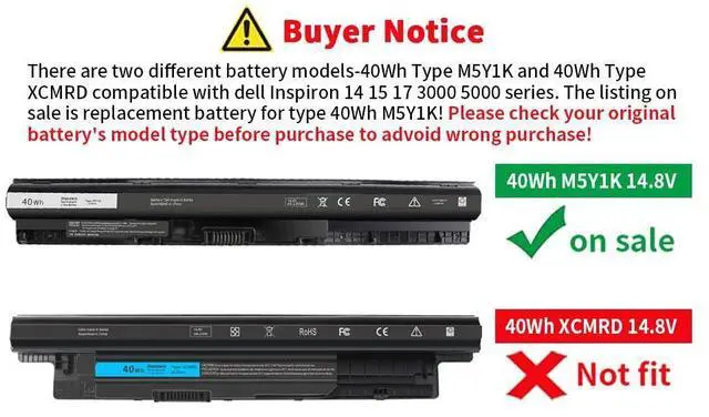 Alt view image 13 of 14 - 40Wh M5Y1K 14.8V Battery for Dell Inspiron 15 3000 5000 Series 5559 5558 5555 5758 3567 3551 3552 3558 3565 14 3451 3452 3458 5458 17 5755 5756 5758 5759 P51F 453-BBBQ 451-BBMG GXVJ3 HD4J0 991XP VN3N0