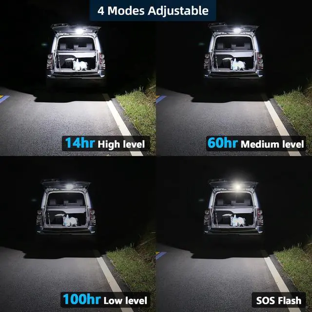 Alt view image 8 of 11 - 10000mAh Rechargeable Hanging Tent Lighting, Portable 30W 4000LM LED Camping Lantern with Magnet, 4 Lighting Modes, IPX5 Waterproof LED Flashlight for Emergency
