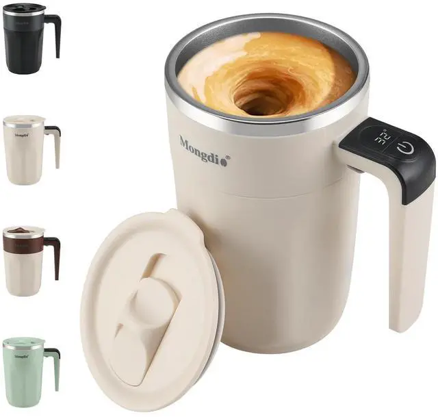 Alt view image 8 of 14 - Self Stirring Coffee Mug with Fahrenhite Temperature Display, Rechargeable Stirring Mug, Automatic Self Stirring Cup with Lid, For Coffee, Milk and Other Beverages, White