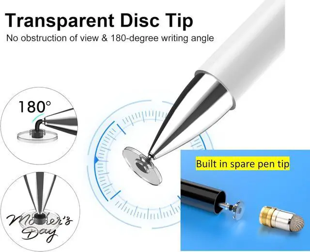 Alt view image 12 of 14 - 2-in-1 Stylus Pen for Samsung Galaxy Tab A11/A11+/A9+/A9/A8/A8 Plus/A7/A7 Lite, Stylus for iPad Pro/iPhone/Fire HD/Surface Tables All Touch Devices (Black)
