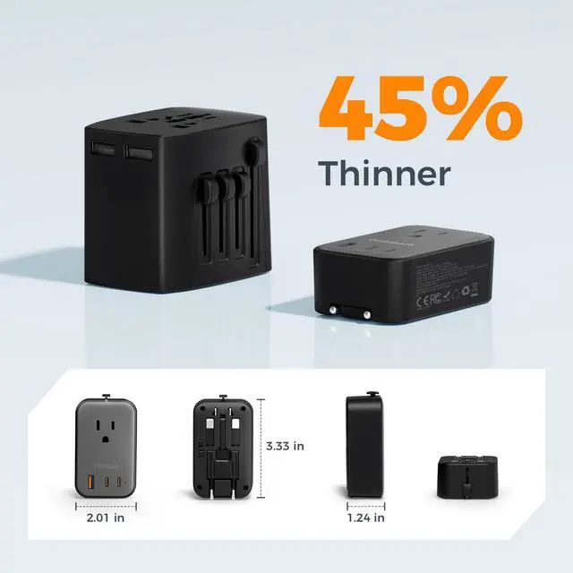 Alt view image 9 of 13 - Travel Adapter PD 20W, Universal Power Adapter 2 USB C 1 USB A, Ultra Thin International Plug Adaptor Worldwide Outlet for US to European UK Italy Spain New Zealand (Type C G A I), 1 Pack