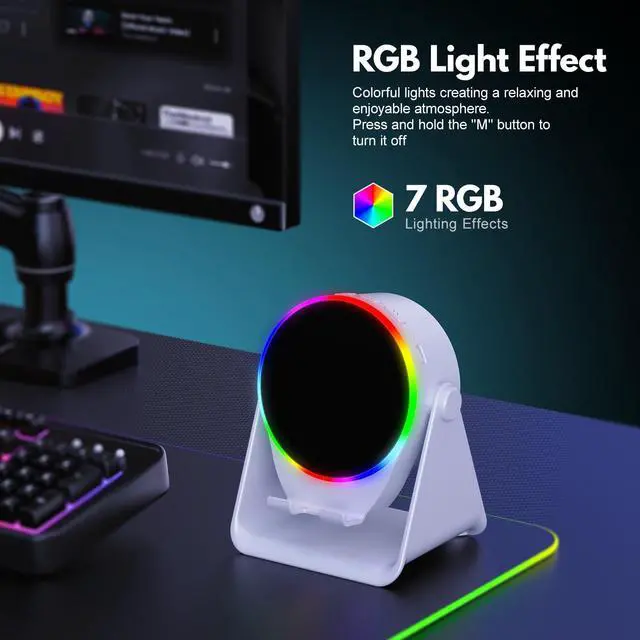 Alt view image 11 of 13 - Wireless Induction Speaker, 4 in 1 Bluetooth Speaker Phone Stand with RGB Light, 360° Rotation Phone Holder Compatible with iPhone Android iPad Samsung Galaxy, Ideal Birthday Gift for Men Women