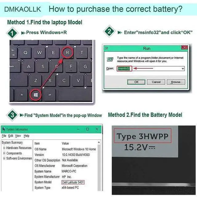 Alt view image 9 of 12 - 68Wh 3HWPP Replacement Battery for Dell Latitude 5410 5510 5501 5401 5411 5511 Precision 3541 3551,Inspiron 7706 2-in-1, Inspiron 17 7500 7506 2-in-1 Black 03HWPP 10X1J N2NLL 1VY7F 451-BCMN 15.2V