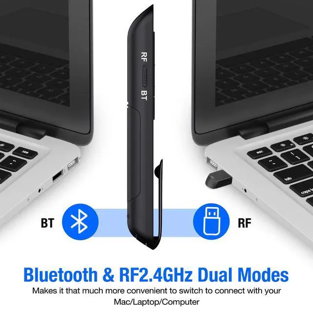 Alt view image 9 of 14 - Presentation Clicker Compatible with Bluetooth and RF 2.4GHz Dual Modes Red Light, Wireless Presenter Remote Control for Powerpoint Presentations Pointer Slide Clicker for Mac Computer Powered by AAA