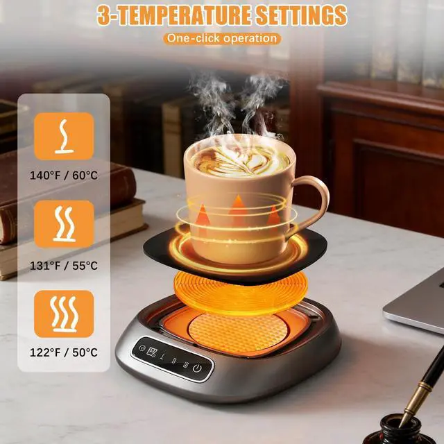 Alt view image 12 of 14 - Coffee Mug Warmer,USB Charging Coffee Cup Warmers for Desk with 3-Temp Touch Control,Electric Drink Cup Warmer for Chocolate Tea Hot Cocoa Milk,Kitchen,Dining