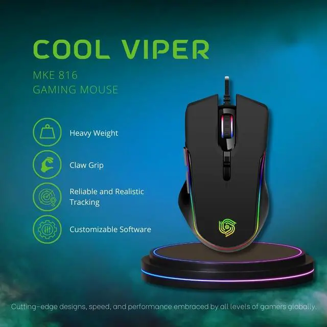 Alt view image 9 of 14 - Wired Gaming Mouse - Computer Corded Mouse with 6 Programmable Buttons, Up to 7200 DPI Optical Sensor, RGB Lighting, for PC Laptop, Black (Cool Viper)
