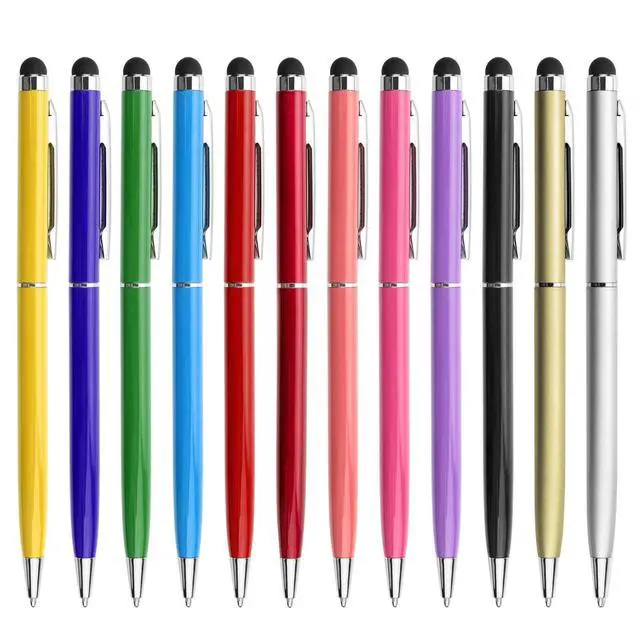 Alt view image 7 of 12 - 12 Pack Stylus Pens for Touch Screens Stylus Pen for ipad Compatible with iPad iPhone Tablets Samsung Kindle and Black Ink Ballpoint Pens-2 in 1 Stylists Pens