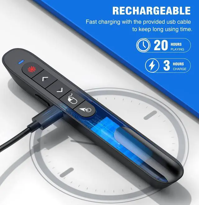 Alt view image 11 of 14 - Wireless Presenter Remote with Air Mouse Control, Rechargeable USB A&C Presentation Clicker PPT Pointer RF 2.4GhZ PowerPoint Clicker Slide Advancer for Computer Laptop Mac