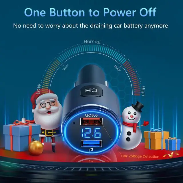 Alt view image 12 of 14 - Upgraded V5.3 FM Bluetooth Transmitter, Bluetooth Car Adapter QC3.0 & LED Backlit Wireless FM Radio Adapter Music Player/Car Kit, Siri Google Assistant
