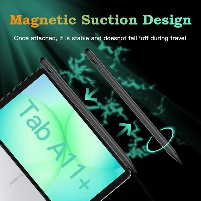 Alt view image 13 of 14 - Stylus Pen for Samsung Galaxy Tab A11+/A11 Android S Pen Compatible with Galaxy Table A9+/A9 8.7/11 inches Table Fast Charging, Magnetic adsorption (Black)