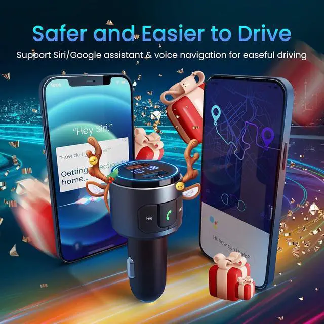 Alt view image 13 of 14 - Upgraded V5.3 FM Bluetooth Transmitter, Bluetooth Car Adapter QC3.0 & LED Backlit Wireless FM Radio Adapter Music Player/Car Kit, Siri Google Assistant