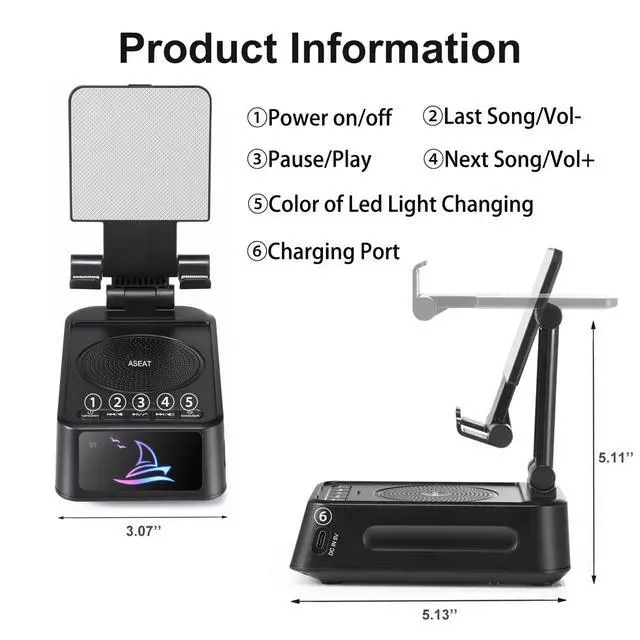 Alt view image 13 of 13 - Cell Phone Stand Bluetooth Speaker for Christmas & Everyday Use - iPhone/Android Compatible, Unique Dad/Guy Gifts