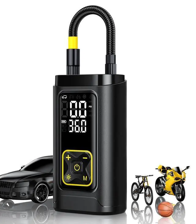 Alt view image 8 of 14 - Tire Inflator Portable Air Compressor for Car Tires with Gauge, 150PSI Fast Bike Air Pump for Auto, Motorcycle, Bicycle, Balls, Digital Tire Pump with LED Light, Auto Shut-Off
