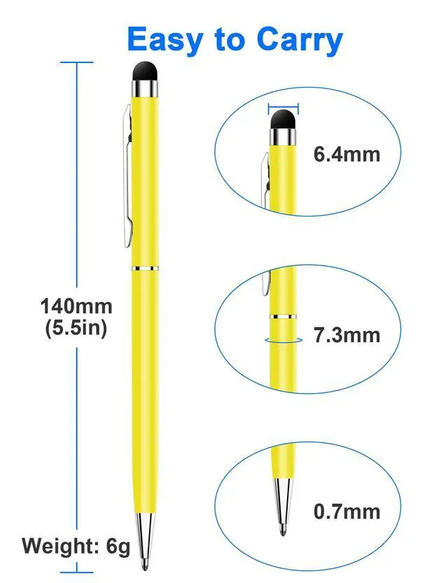 Alt view image 12 of 12 - 12 Pack Stylus Pens for Touch Screens Stylus Pen for ipad Compatible with iPad iPhone Tablets Samsung Kindle and Black Ink Ballpoint Pens-2 in 1 Stylists Pens