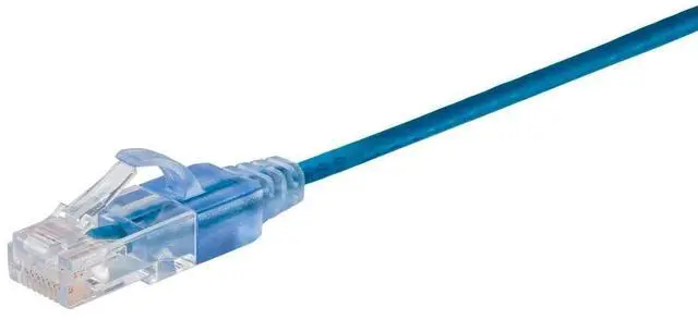 Alt view image 7 of 10 - Cat6A 6in Blue 10-Pk Patch Cable UTP 30AWG 10G Pure Bare Copper Snagless RJ45 SlimRun Series Ethernet Cable