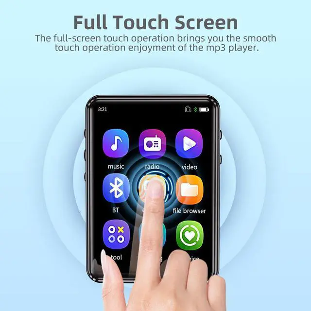 Alt view image 10 of 12 - MP3 Player with Bluetooth 5.3 Portable Music Player with Speaker,FM Radio,E-Book,Shuffle/Repeat Play,Full Touch Screen MP3 Player for Meeting,Lectures, Fitness,SD Card Slot,64GB Black