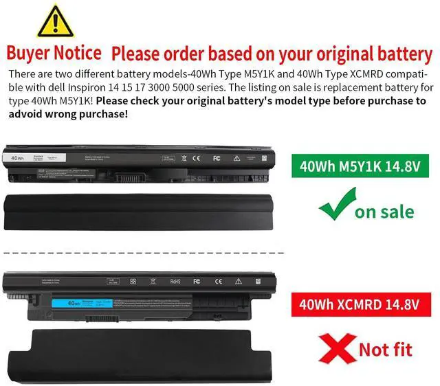 Alt view image 13 of 14 - 40Wh Type M5Y1K 14.8V Battery for Dell Inspiron 15 5000 3000 Series 5566 5555 5558 5559 5758 3567 3551 3552 3558 14 3451 3452 3458 5458 17 5755 5758 5759 GXVJ3 HD4J0 WKRJ2 VN3N0 P51F P47F P63F P64G