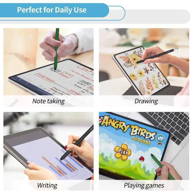 Alt view image 12 of 14 - Stylus for Touch Screens (2 Pcs), High Sensitivity 2 in 1 Fiber Tips Pen with 8 Extra Replaceable Tips, Stylus for iPad iPhone Tablets Samsung All Universal Touch Screen (Black & Green)