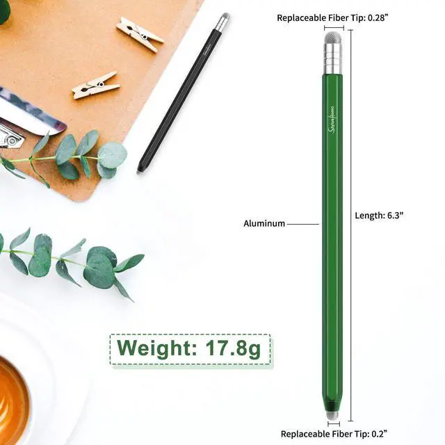 Alt view image 9 of 14 - Stylus for Touch Screens (2 Pcs), High Sensitivity 2 in 1 Fiber Tips Pen with 8 Extra Replaceable Tips, Stylus for iPad iPhone Tablets Samsung All Universal Touch Screen (Black & Green)