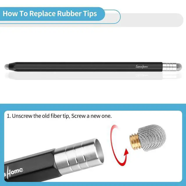 Alt view image 10 of 14 - Stylus for Touch Screens (2 Pcs), High Sensitivity 2 in 1 Fiber Tips Pen with 8 Extra Replaceable Tips, Stylus for iPad iPhone Tablets Samsung All Universal Touch Screen (Black & Green)