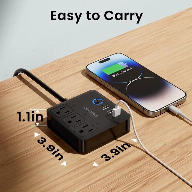 Alt view image 12 of 14 - Power Strip with 3 WiFi Outlets & 3 USB Ports, ETL Listed Smart Surge Protector, Works with Alexa & Google, Individual Control WiFi Outlet Strip 4Ft Extension Cord for Home Office & Travel