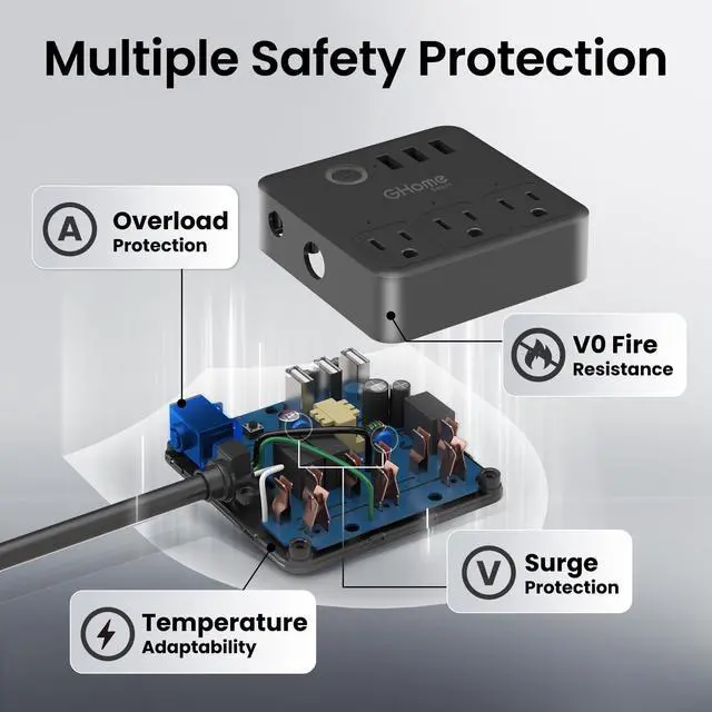 Alt view image 13 of 14 - Power Strip with 3 WiFi Outlets & 3 USB Ports, ETL Listed Smart Surge Protector, Works with Alexa & Google, Individual Control WiFi Outlet Strip 4Ft Extension Cord for Home Office & Travel