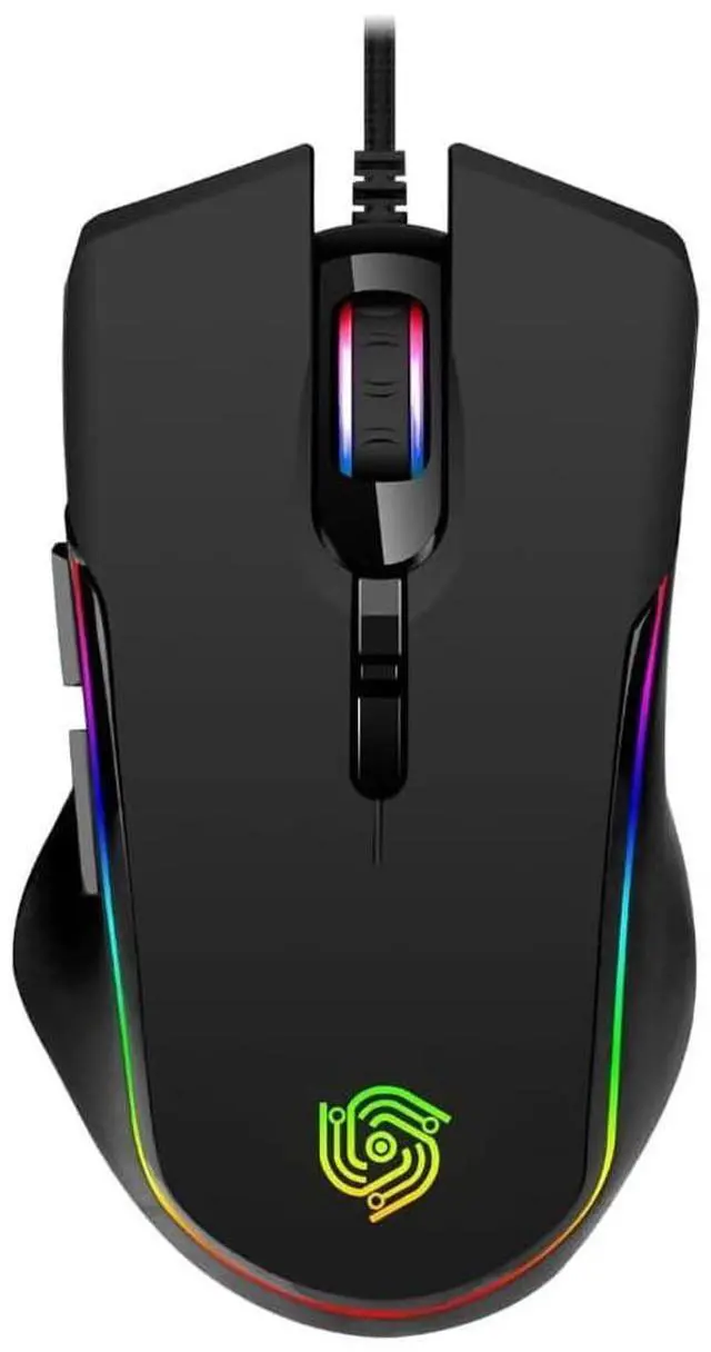 Alt view image 8 of 14 - Wired Gaming Mouse - Computer Corded Mouse with 6 Programmable Buttons, Up to 7200 DPI Optical Sensor, RGB Lighting, for PC Laptop, Black (Cool Viper)