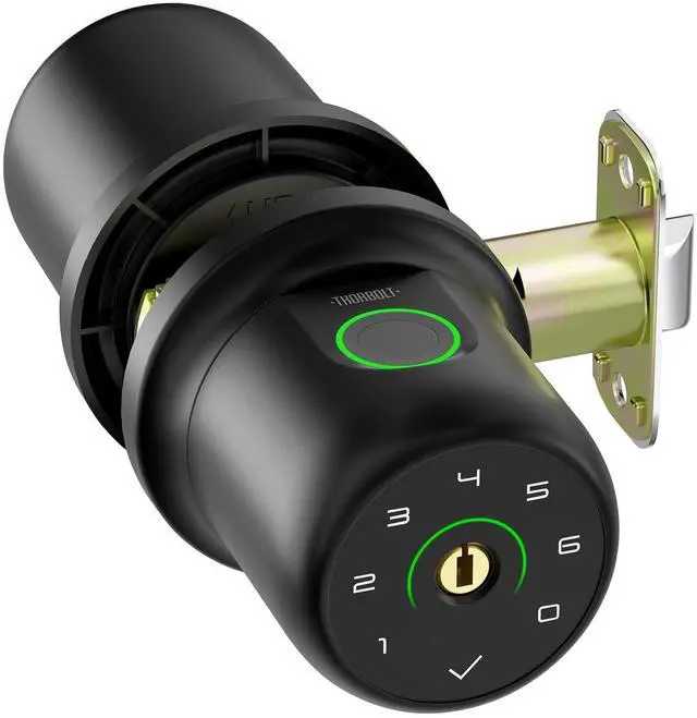 Alt view image 7 of 12 - G1 Fingerprint Door Knob Lock with Keypad Biometric Door Knob Auto-Lock 4* AAA Alkaline Batteries Interior Door Lock for Bedroom, Garage, Office, Pantry Door Black