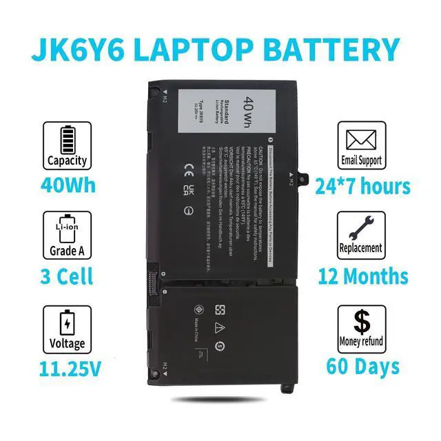 Alt view image 12 of 13 - 40Wh JK6Y6 11.25V Laptop Battery for Dell Inspiron 5300 5301 5401 5402 5408 5409 5501 5508 5509 5400 5406 7405 7300 7306 7500 7506 2-in-1 Silver Latitude 3410 3510 Vostro 5301 5401 5501 C5KG6 CF5RH