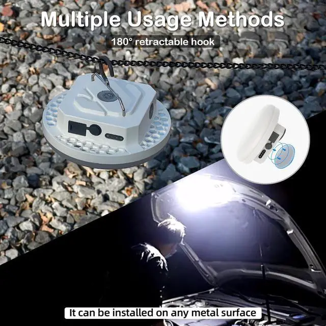 Alt view image 10 of 11 - 10000mAh Rechargeable Hanging Tent Lighting, Portable 30W 4000LM LED Camping Lantern with Magnet, 4 Lighting Modes, IPX5 Waterproof LED Flashlight for Emergency