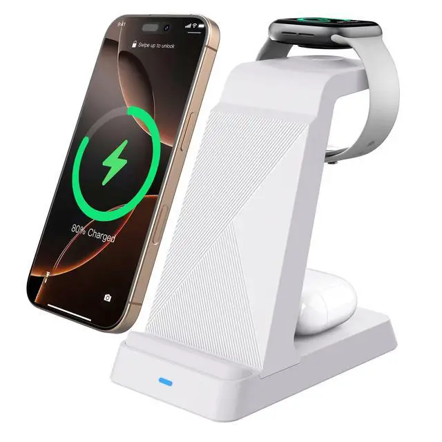 Alt view image 8 of 14 - 2026 3 in 1 Charging Station Fast Charging for iPhone,Wireless Charger for iPhone 17 16e 16 15 14 13 12 11 X Pro Max & Apple Watch - Wireless Charging Station for AirPods 4 3 2 Pro