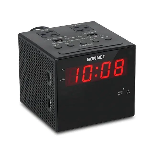 Alt view image 8 of 14 - Alarm Clock Charging Station, AM FM Radio, Dual USB Charging Ports, Dual AC Outlets, Very Loud Alarm Clock for Heavy Sleepers and The Hearing Impaired for Desk, Bedroom