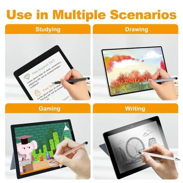 Alt view image 10 of 12 - Stylus (7 Pcs), 2-in-1 Stylus Pen for Touch Screen, High Precision and Sensitivity, Suitable for iPad/iPhone/Samsung/Android Smartphone and Tablets, Compatible with All Touch Screen (Multicolor)