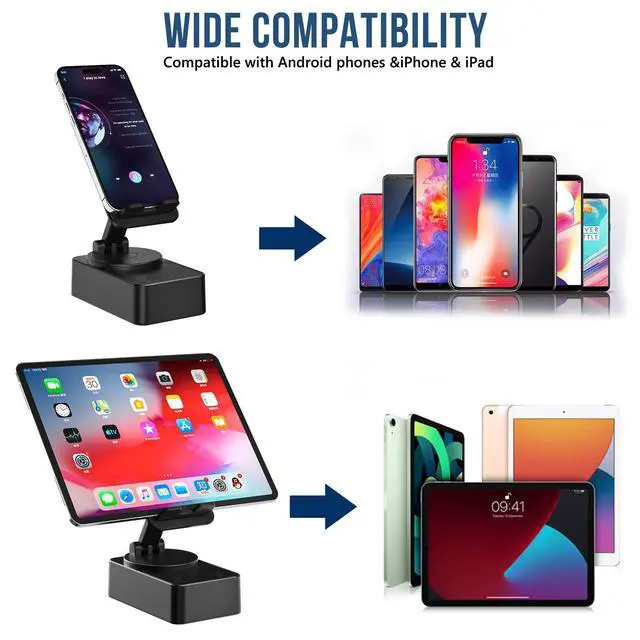 Alt view image 11 of 14 - Cell Phone Stand with Wireless Bluetooth Speaker, LED, Anti-Slip Base HD Surround Sound,Perfect for Home/Outdoor with Bluetooth Speaker for Desk Compatible with iPhone/ipad/Android,Gifts for Men Women