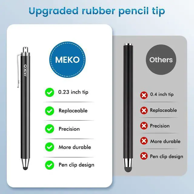 Alt view image 11 of 14 - Stylus Pens for Touchscreens,10 Pack Thin Rubber Tip Stylus Replaceable Tip Feature Bundle W/ 20 Pcs Replacement Tips for iPad iPhone Tablets Smartphone&All Touch Screen Devices(10 Stylus+20Tips)