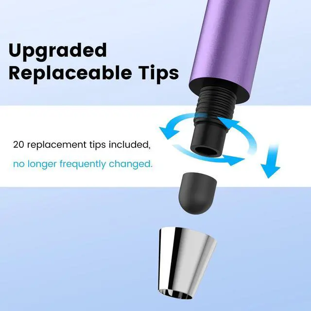 Alt view image 12 of 14 - Stylus Pens for Touchscreens,10 Pack Thin Rubber Tip Stylus Replaceable Tip Feature Bundle W/ 20 Pcs Replacement Tips for iPad iPhone Tablets Smartphone&All Touch Screen Devices(10 Stylus+20Tips)