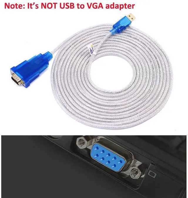 Alt view image 8 of 12 - 10 Feet USB 2.0 to RS232 DB9 Serial Port Adapter Cable with FTDI Chipset Supports Windows 11 10 8 7 and Mac Linux