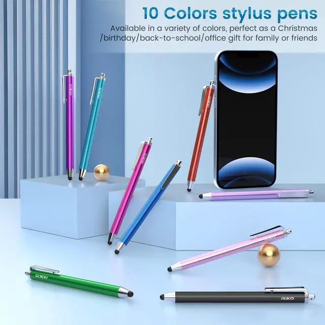 Alt view image 14 of 14 - Stylus Pens for Touchscreens,10 Pack Thin Rubber Tip Stylus Replaceable Tip Feature Bundle W/ 20 Pcs Replacement Tips for iPad iPhone Tablets Smartphone&All Touch Screen Devices(10 Stylus+20Tips)