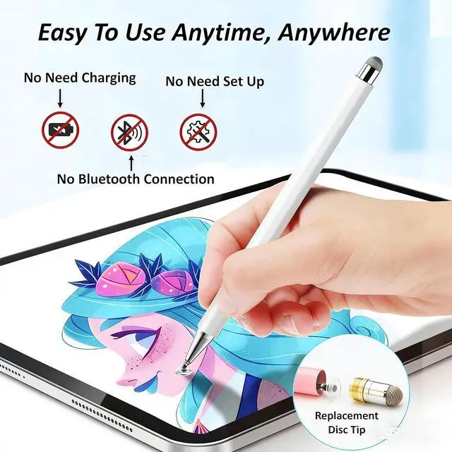 Alt view image 9 of 12 - 2PCS 2-in-1 Stylus Pen for Samsung Galaxy Tab A11/A11+/A9+/A9/A8/A8 Plus/A7/A7 Lite,Stylus for iPad Pro/iPhone/Fire/Surface Tables All Touch Devices (Black+White)