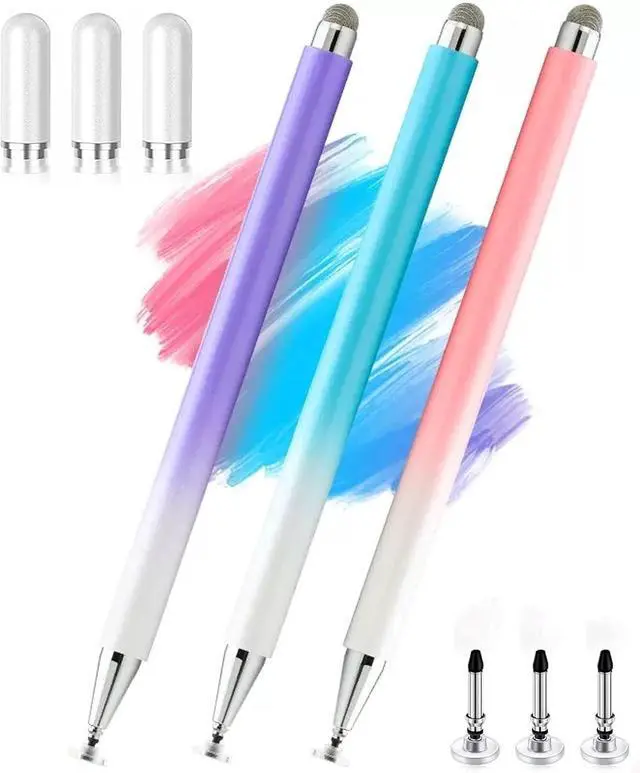 Alt view image 3 of 4 - 2-in-1 Stylus Pen for Samsung Galaxy Tab A11/A11+/A9/A9+/7 Lite/A7/A8/A8 Plus Stylus for iPad/iPhone/Fire/Lenovo/Pixel Tables All Android,&iOS Touch Devices (Pink+Purple+Blue)