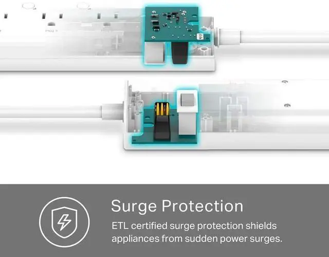 Alt view image 9 of 12 - Plug Power Strip HS300, Surge Protector with 6 Individually Controlled Smart Outlets and 3 USB Ports, Works with Alexa & Google Home, No Hub Required
